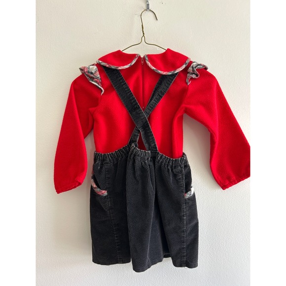 Pattycakes Vintage Girls Red Fleece Top Black Cord Scottie Jumper Beret Set 6 - Picture 6 of 9